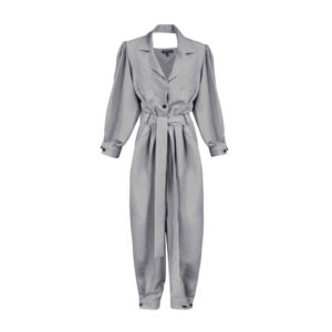 Modieuze Grijze Jumpsuit met Zijriem – Model Maya