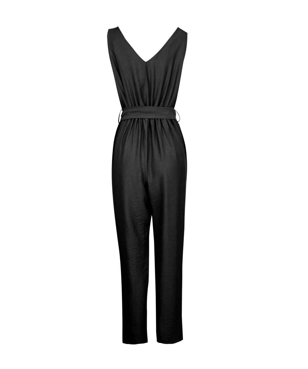 Zwarte damesjumpsuit met zijriem Tina