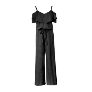 Modieuze Zwarte Jumpsuit met Wijde Pijp – Model Ziboo