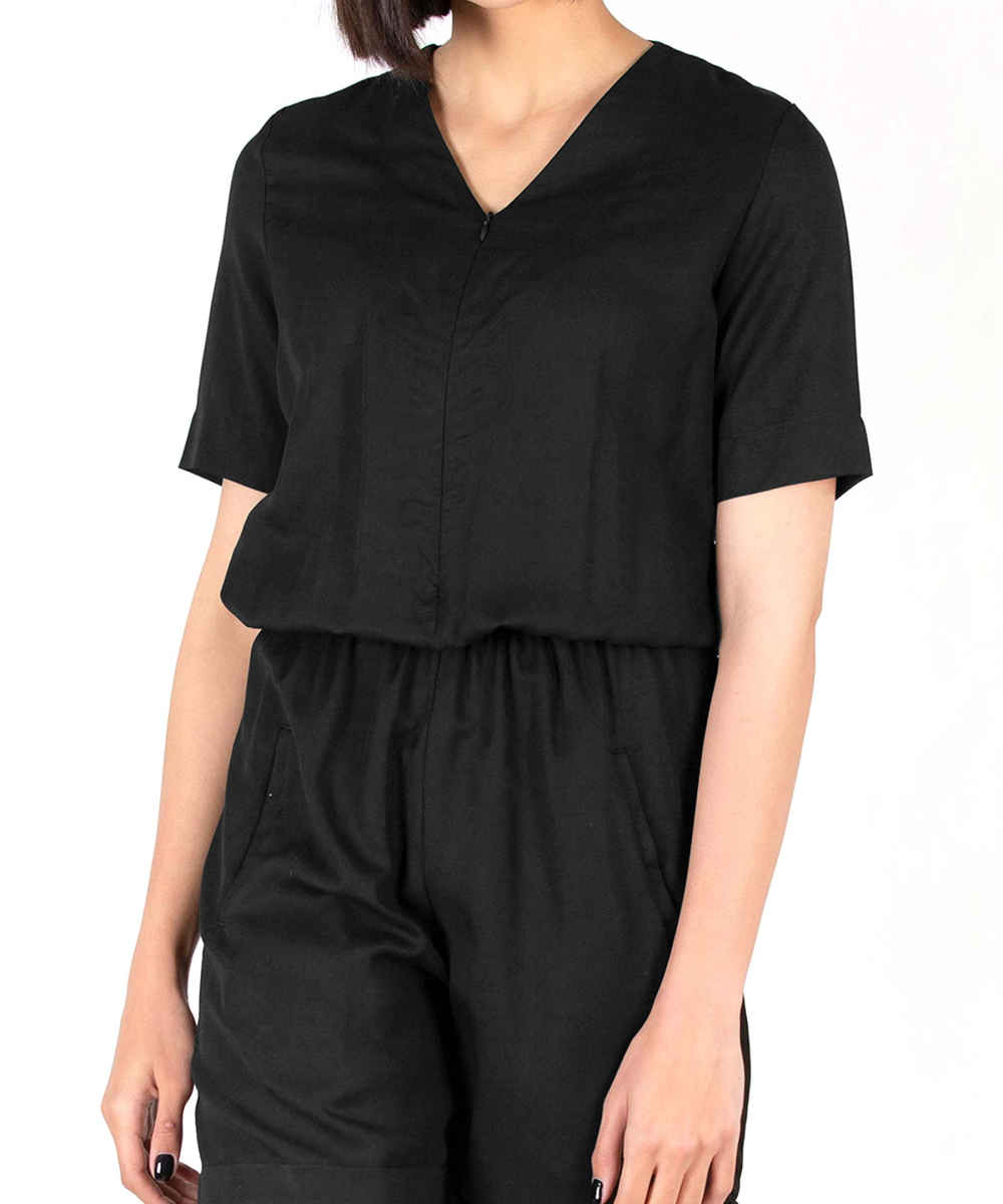 Casual damesromper met korte pijp – marineblauw