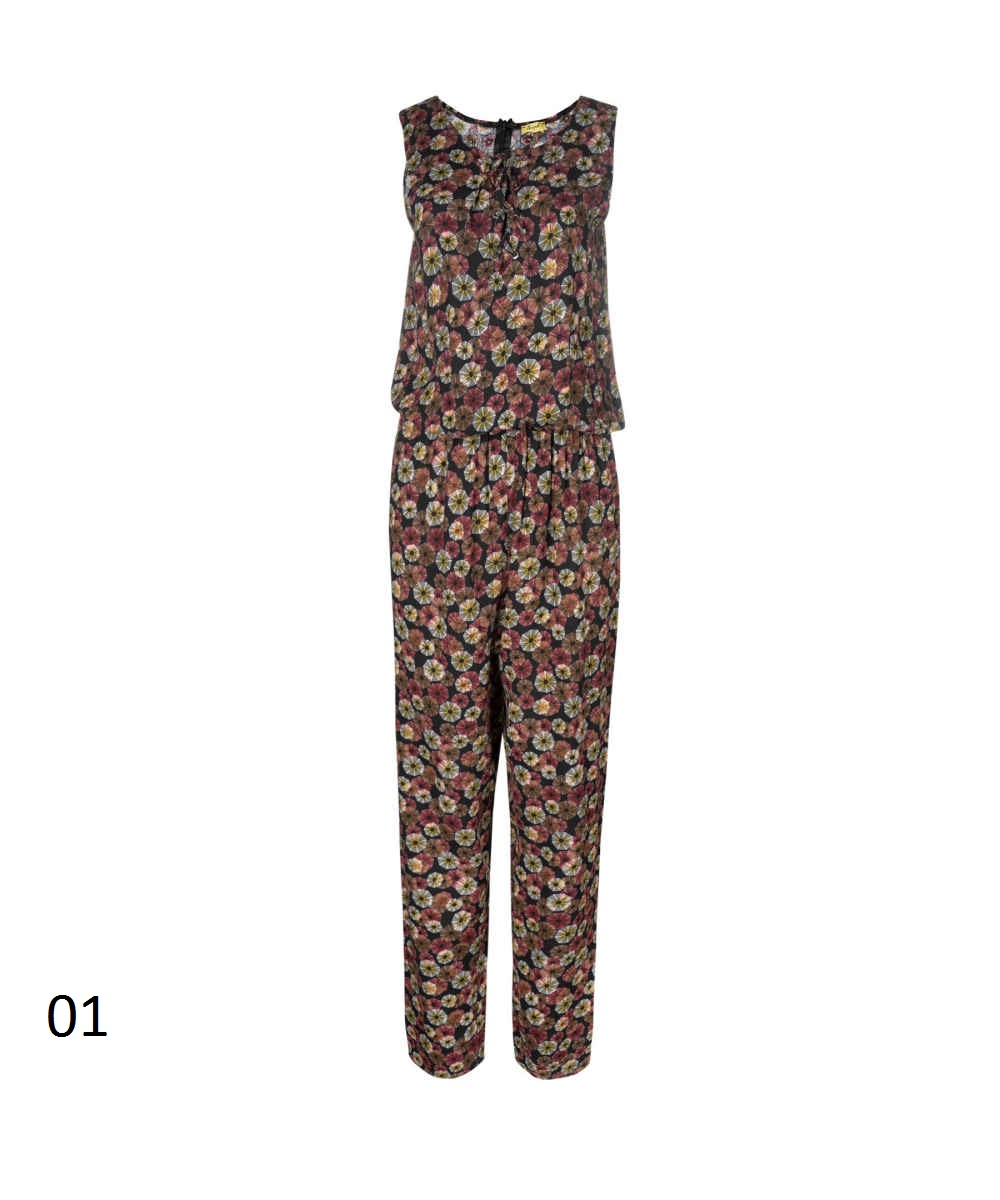 Bloemenjumpsuit met zijriem voor dames Bita