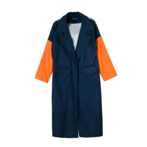 Dubbelrijige katoenen overjas voor dames – Navy Blauw