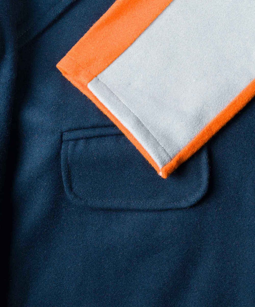 Dubbelrijige katoenen overjas voor dames – Navy Blauw