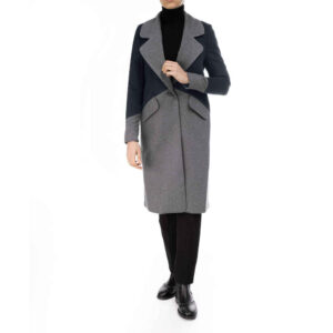 Dubbelrijige wollen overjas voor dames – Grijs