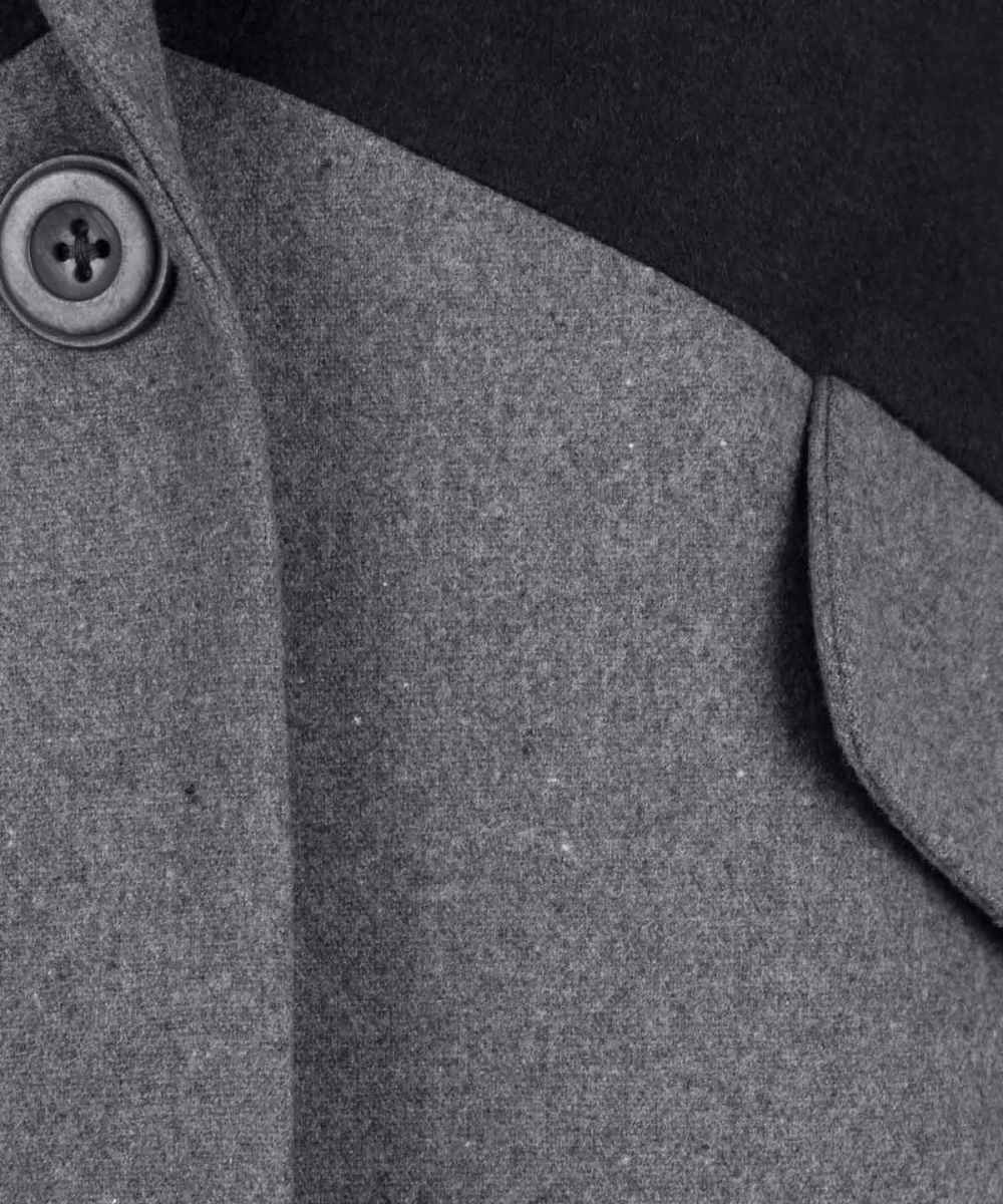 Dubbelrijige wollen overjas voor dames – Grijs