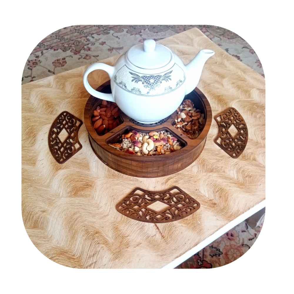 Houten Thee-Organizer met Geïntegreerde Verwarmer – Voor losse thee & theezakjes