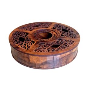 Houten thee-organizer met ingebouwde warmer voor losse thee en theezakjes