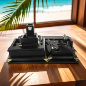 10-delige Zwarte Leren Bureau Organizer Set