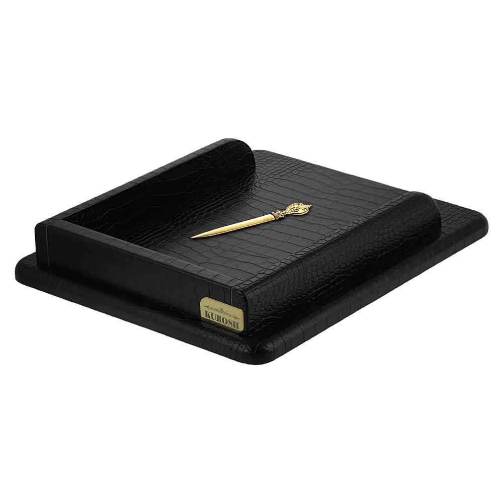 Zwarte Leren Bureau Organizer Set – 14-delig