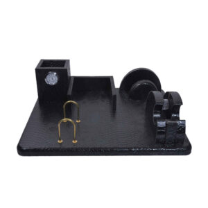 Leren Bureau Organizer Set – Zwart