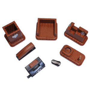 Bruine Leren Bureau Organizer Set – 7-delig