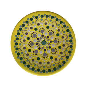 Decoratief aardewerken bord handgeschilderd dot-art Cactus