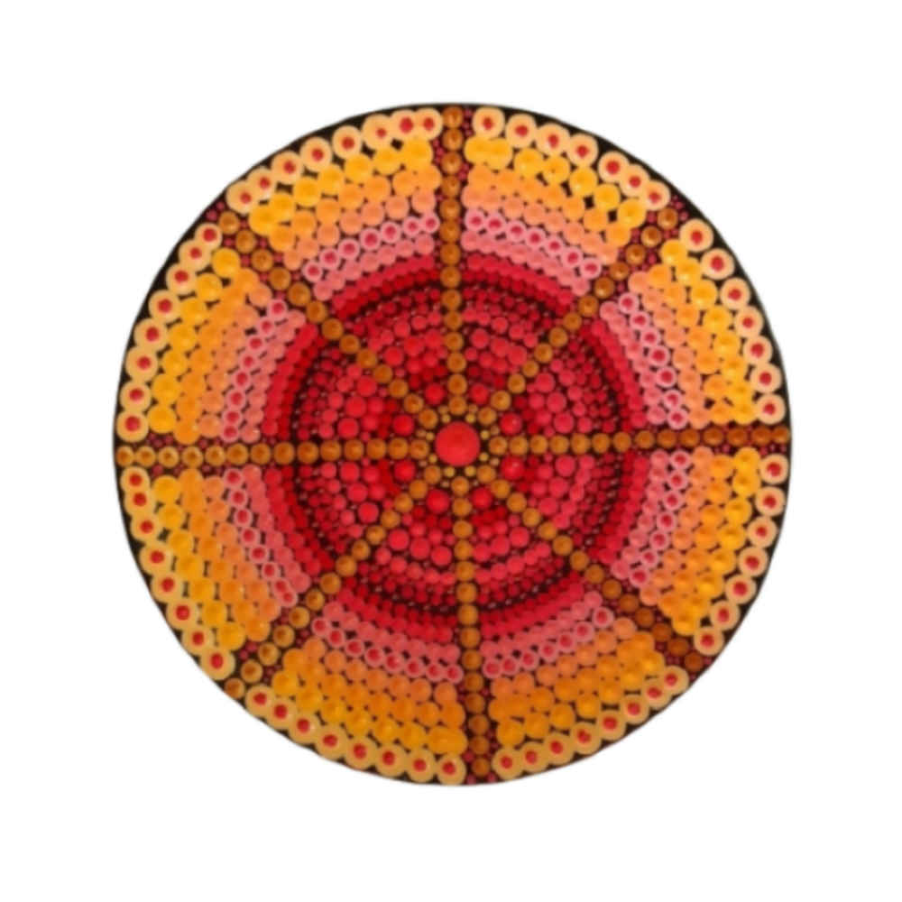 Decoratief aardewerken bord handgeschilderd dot-art Hasti