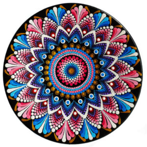 Decoratief aardewerken bord handgeschilderd dot-art Mandala