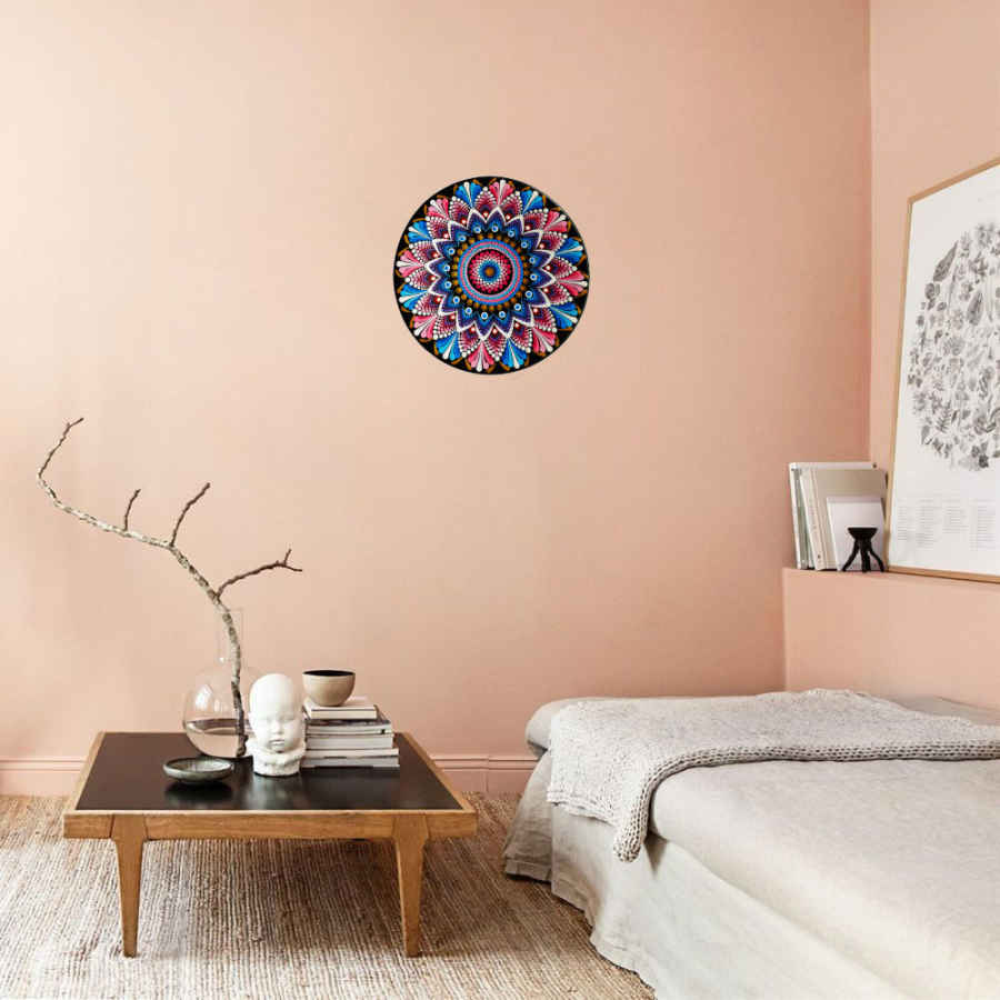 Decoratief aardewerken bord handgeschilderd dot-art Mandala