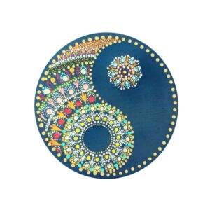 Decoratief aardewerken bord handgeschilderd dot-art Paisley