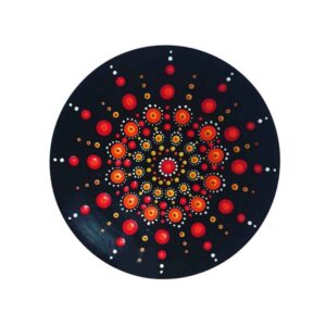 Decoratief aardewerken bord handgeschilderd dot-art Zon