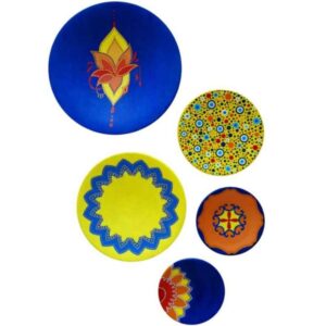 Decoratief aardewerken bord handgeschilderd dot-art Zina