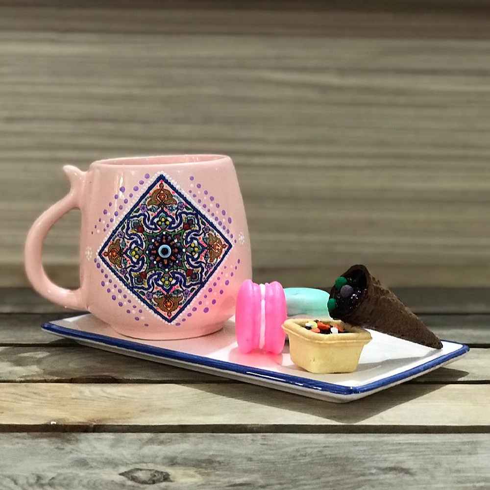 Artistieke keramische mok – Dot-art, model Taha