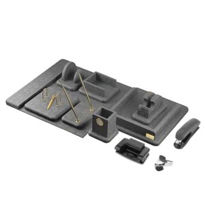 Grijze Leren Bureau Set – 14-delige Collectie