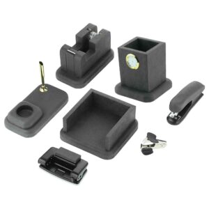 Grijze Leren Bureau Set – 8-delige Collectie