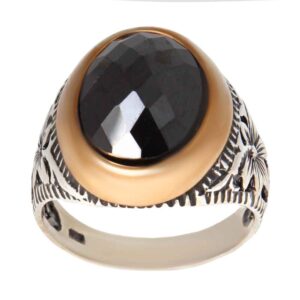 Perzische Hematiet Zilveren Ring – Hadid Edelsteen voor Mannen Farhad