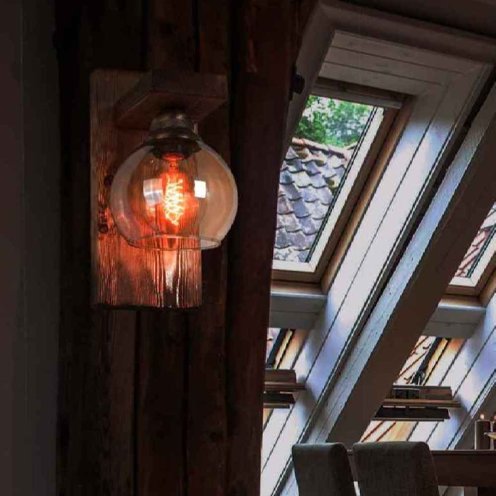 Houten wandlamp in moderne minimalistische stijl – Gezellige esthetiek G18