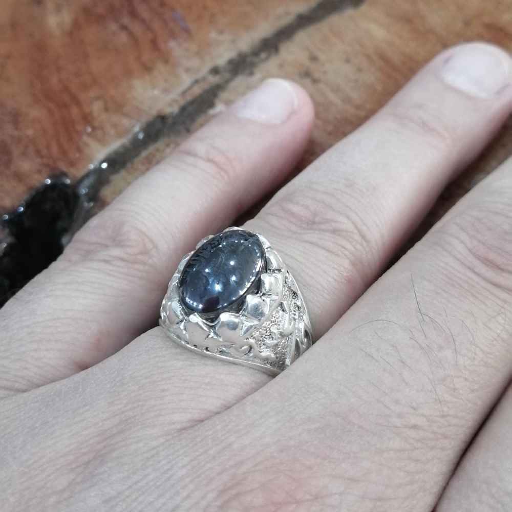 Islamitische Hematiet Zilveren Ring – Hadid Edelsteen voor Mannen