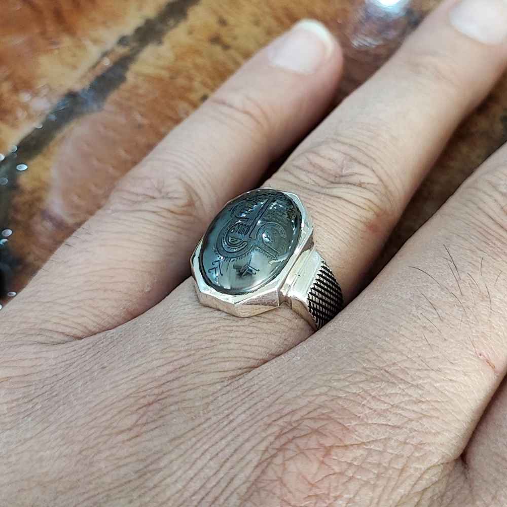 Islamitische Hematiet Zilveren Ring – Hadid Edelsteen voor Mannen Hirz