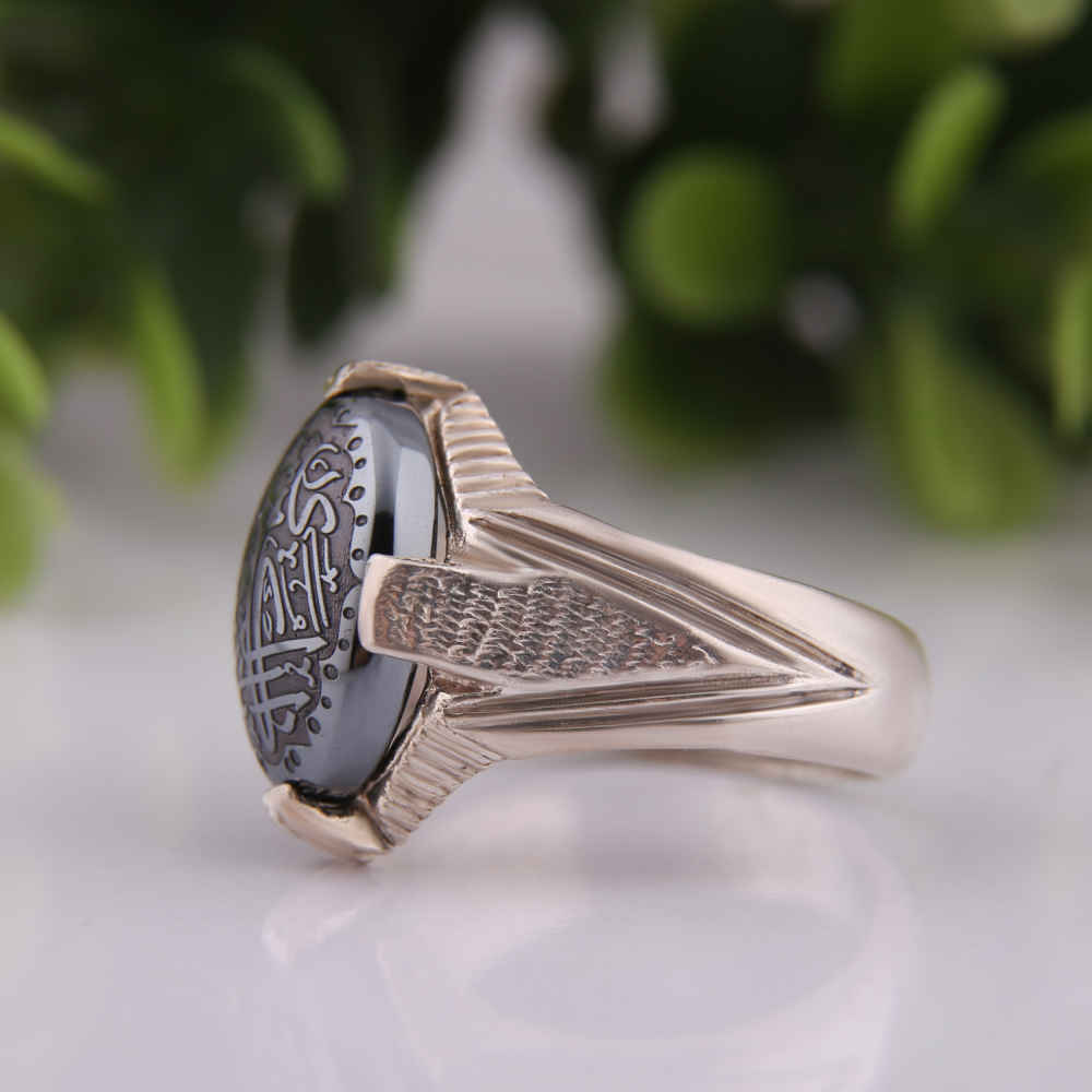 Islamitische Hematiet Zilveren Ring – Hadid Edelsteen voor Mannen Raya