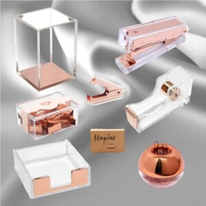 Luxe 8-delige bureau organizer set – Brons acryl