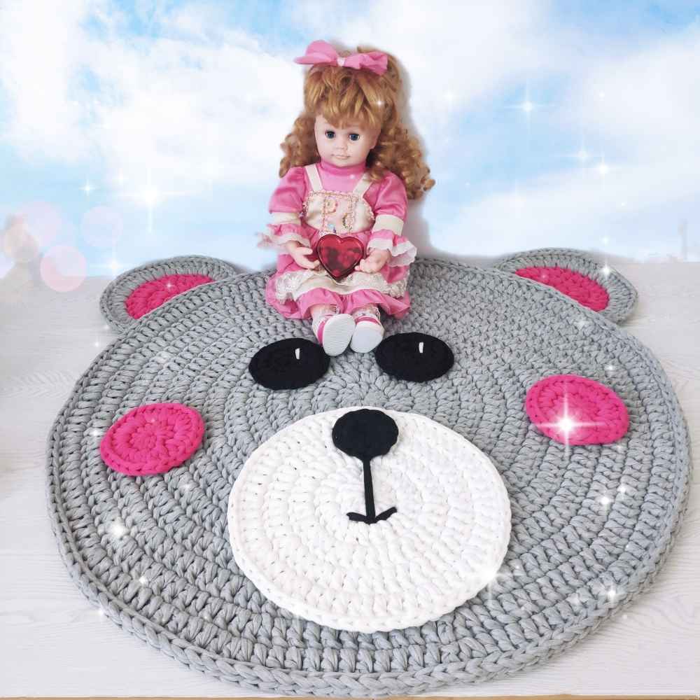 Handgeweven Boho Macramé Vloerkleed – Teddybeer Patroon