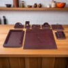 Bordeauxrode Leren Bureau Organizer Set – 11-delig