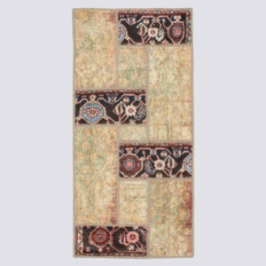 Vintage Patchwork Tapijt Cream – Geometrisch Wol