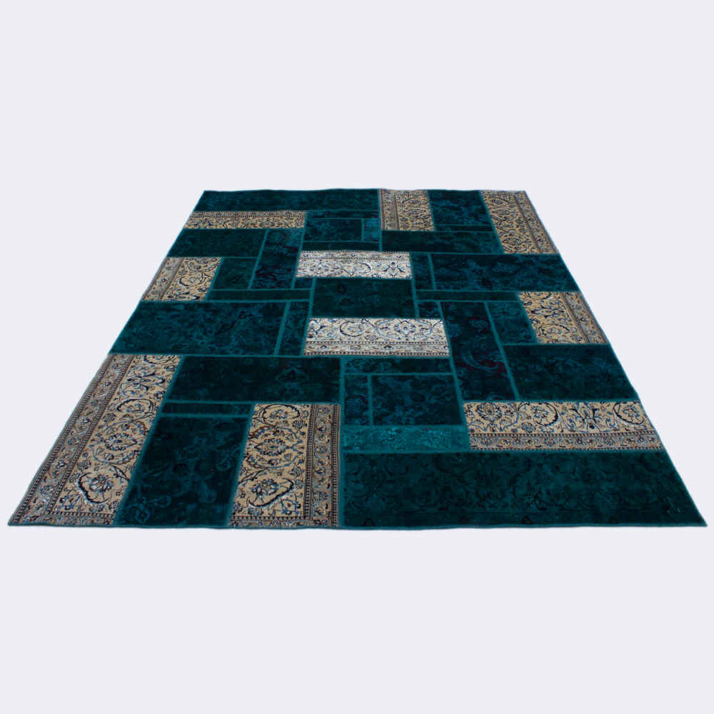 Vintage Perzisch Handgeknoopt Patchwork Tapijt Naein