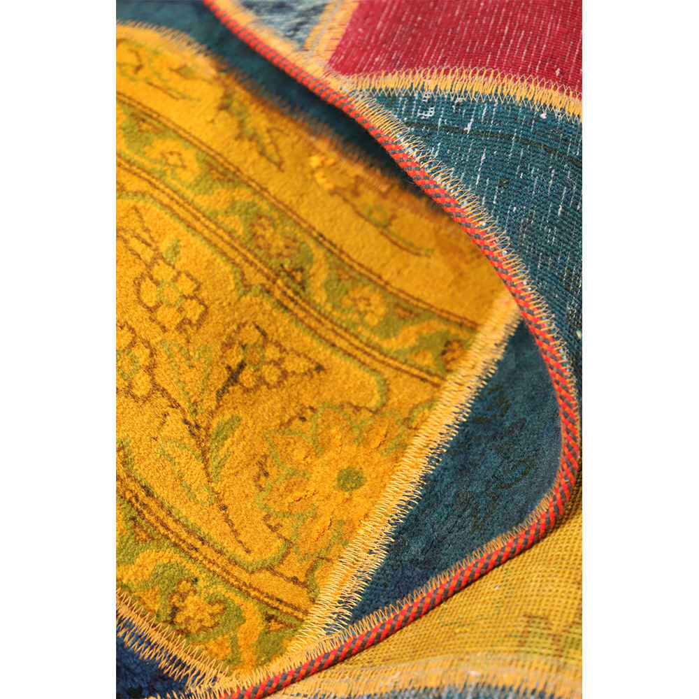 Vintage Perzisch Handgeknoopt Patchwork Tapijt Narges