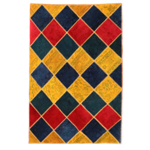 Vintage Perzisch Handgeknoopt Patchwork Tapijt Narges