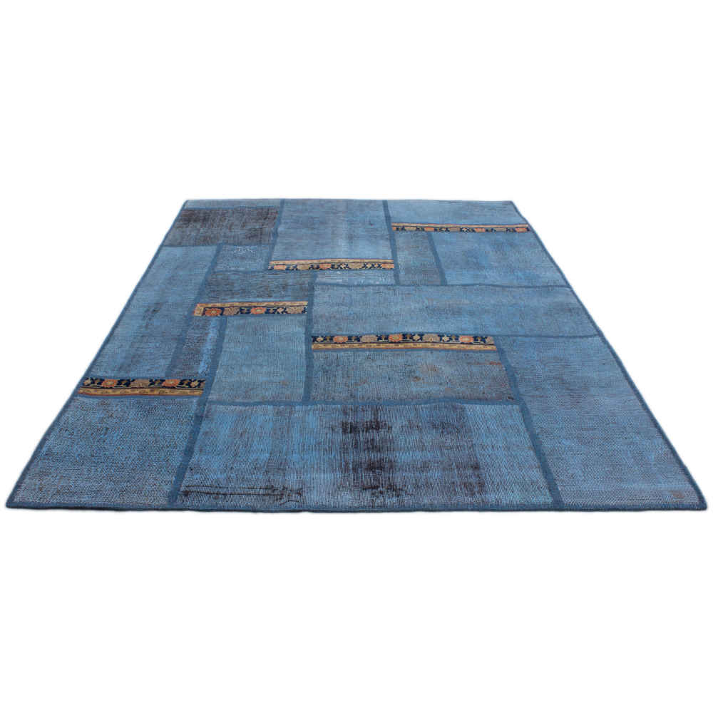 Perzisch Handgeknoopt Patchwork Tapijt – Ocean