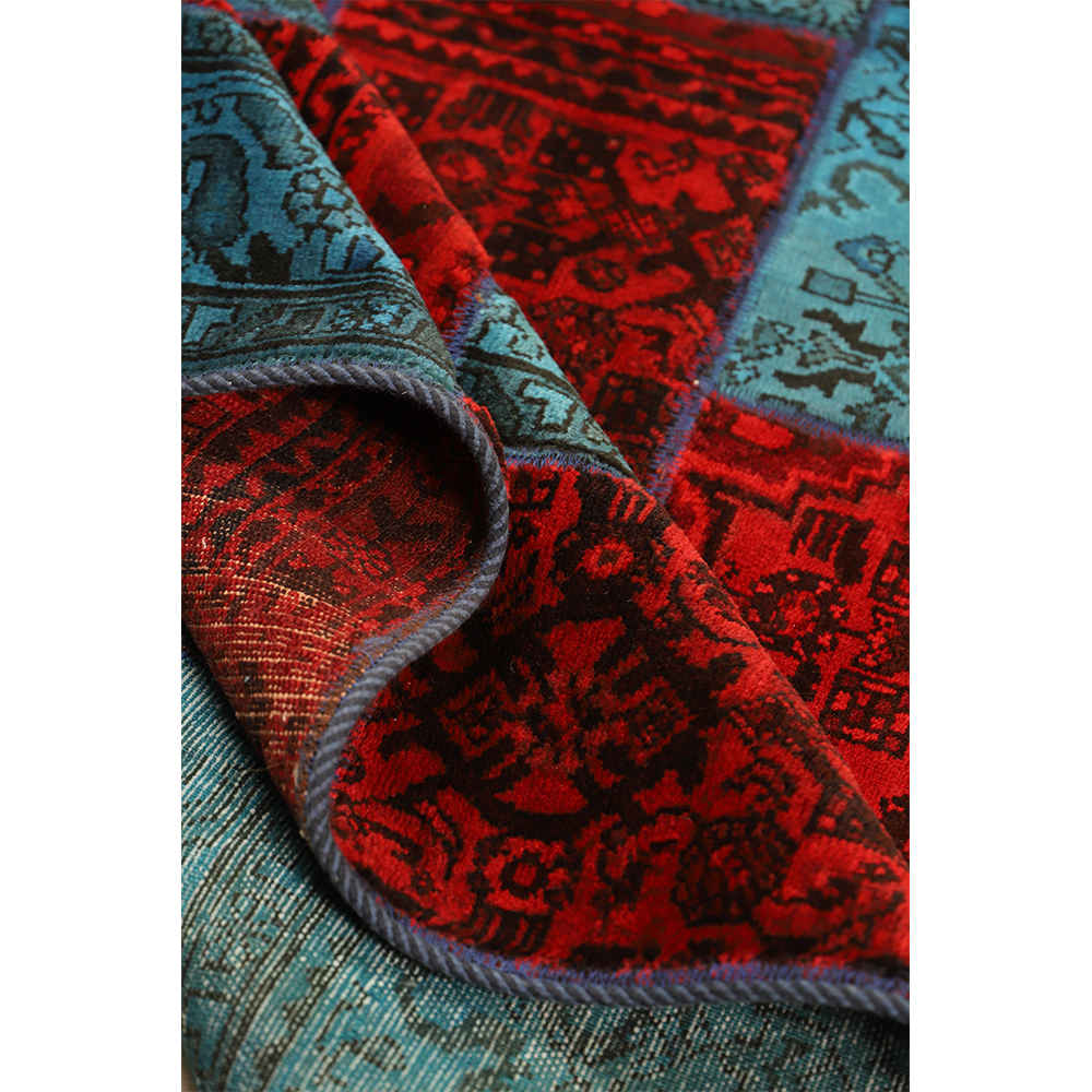 Vintage Perzisch Handgeknoopt Patchwork Tapijt Royal