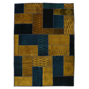 Vintage Perzisch Handgeknoopt Patchwork Tapijt Wheat