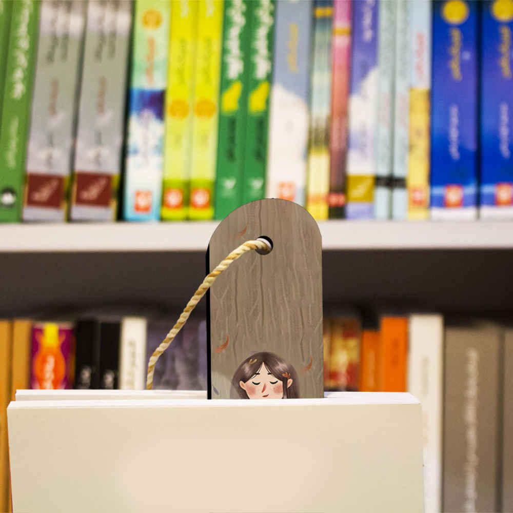 Houten Bladwijzer Girl & Coffee – Perzische Kunst