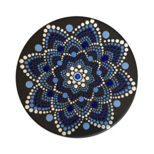 Decoratief aardewerken bord handgeschilderd dot-art Zee