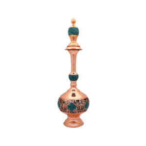 Decoratieve Koperen Fles – Perzisch Handgemaakt met Turkoois Inleg – Royal