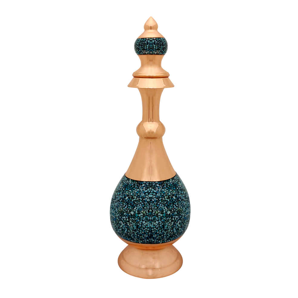 Decoratieve Koperen Fles – Perzisch Handgemaakt met Turkoois Inleg – Sarahi