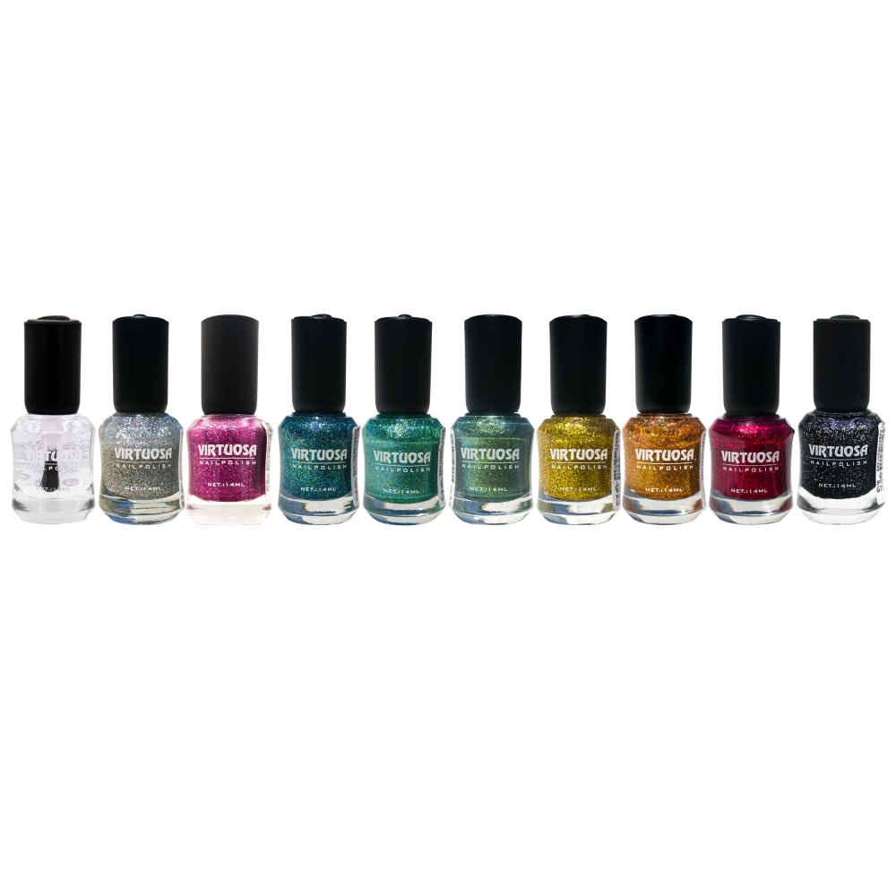 Halal nagellak – glitter finish – Regenboogkleuren (10 stuks)
