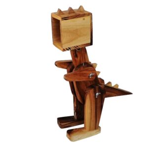 Handgemaakte en verstelbare houten bureaulamp – Dinosaurus-figuur