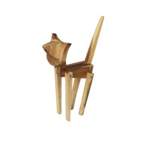 Handgemaakte en verstelbare houten bureaulamp – Kat-figuur
