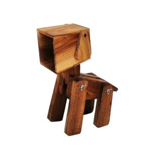 Handgemaakte en verstelbare houten bureaulamp – Hond-figuur