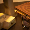 Handgemaakte verstelbare houten bureaulamp P0410