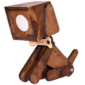 Handgemaakte en verstelbare houten bureaulamp – Puppy-figuur